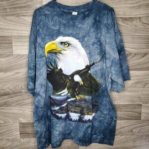 Vintage Y2K American Bald Eagles Back To Earth Nature T Shirt Tie Dye XL